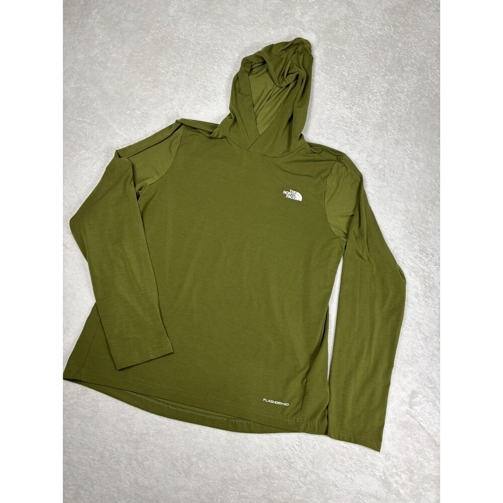 The North Face Men Adventure Sun Hoodie Forest Olive Long Sleeve Logo Activewear